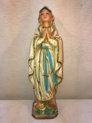 Vtg 1940 - 50’s? Chalkware Virgin Mother Mary Religious Praying Figurine Statue