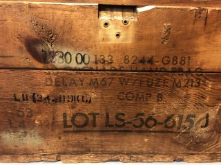 Vtg Wooden Grenade Ammo Crate Case Box M67 April 1973 Commercial Box & Lumber Co 2