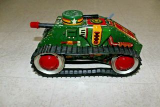 Vintage Marx Tin Litho Wind - Up Army Tank Toy With Tracks Usa Large