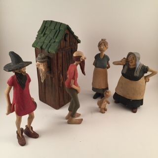 Very Rare 1940s Paul Webb Hand Carved Wooden Mountain Boys Figures