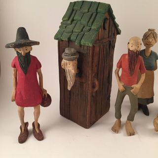 Very Rare 1940s Paul Webb Hand Carved Wooden Mountain Boys Figures 2
