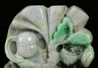 Cert ' d Natural 3 Color Grade A Jade jadeite Sculpture statue boy 童子 r13521281 3
