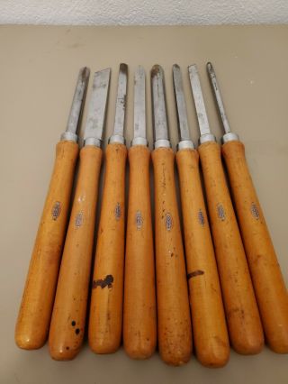 Vintage Craftsman Professional Lathe Tool Set Of 8 Wood Turning Chisels & Gouges