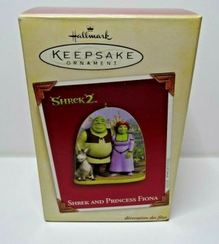2005 Shrek And Princess Fiona Hallmark Ornament W Box.  Slightly -
