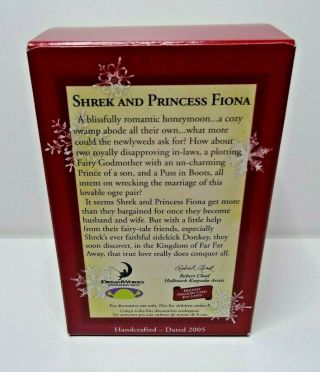 2005 Shrek and Princess Fiona Hallmark Ornament W Box.  Slightly - 2