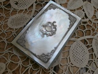 Antique French Mother Of Pearl & Silver Carnet De Bal Calling/dance Card Case