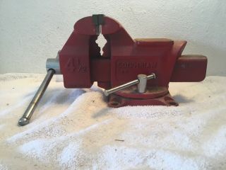 Vintage Columbian 4 1/2 Swivel Vise D44 M5 With Anvil And Pipe Vise Jaw