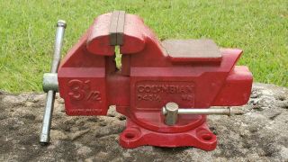 Vtg 3 1/2 " Columbian Swivel Base Vise D43 1/2 M5 With Anvil And Pipe Jaw