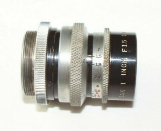 Wollensak 1 - Inch F1.  5 Cine - Velostigmat C - Mount Vintage Fast 16mm Lens