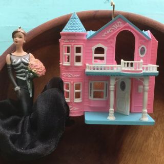 2 Hallmark Keepsake Ornaments Barbie Dream House 1999 & 40th Anniversary Barbie