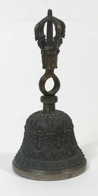 Vintage Tibetan Brass / Bronze Ornate Buddhist Temple Bell In