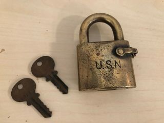 United States Navy 014 Usn Brass Padlock With Keys Wilson Bohannan Co.