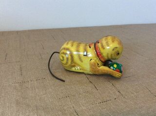 Vintage Tin Wind Up Cat With Ball