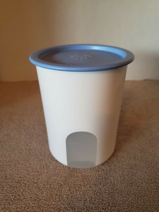 Tupperware White One Touch Canister Coffee Tea 2422b Size A With Light Blue Lid