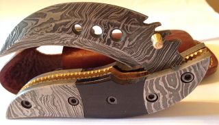 Dragon Slayer Folding Knife Damascus Steel Water Buffalo Horn Handle At - 1540