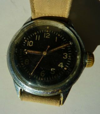 Vintage Rare Military Waltham Watch Fssc - 88 - W - 800 Wwii Black Dial