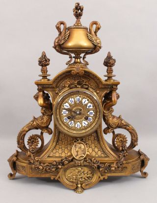 Antique 19thc Tiffany & Co Bronze Neoclassic Louis Xvi Mantle Clock W/ Mermaids