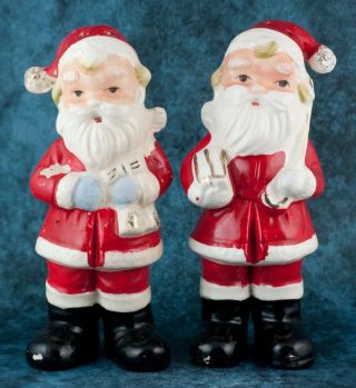 Vintage Ceramic Santa Claus Figurines Salt & Pepper Shakers Set Made In Japan
