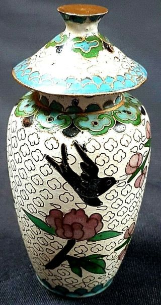 Fine Quality Antique Chinese Cloisonne Lidded Temple Vase,  C1930