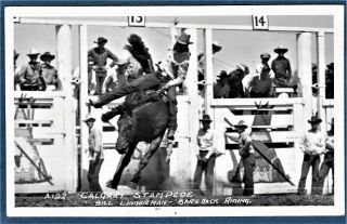 Vintage Rppc Photo Cowboy Bill Linderman Calgary Stampede Rodeo Canada 1948 B
