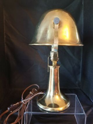 Vintage Hubbell Brass Art Deco Desk Lamp - Signed - Swivel Shade - 10 