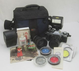 Vintage Canon Ae - 1 Program 35mm Film Camera Slr Bundle Two Lenses &