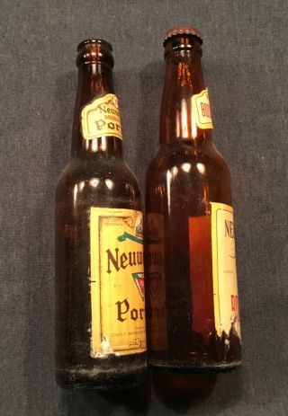 2 Old Paper Label Beer Bottles Neuweiler Bock Porter Crown Allentown PA 1950s 2