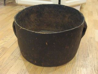 Large Rare Antique Hand Carved Wood Pot / Bowl 2 Handled Old Repairs Primitive