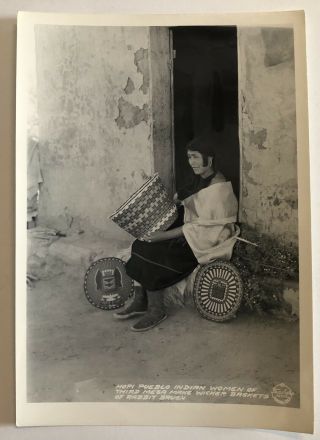 Hopi Indian Woman Of Third Mesa Making Wicker Baskets 5x7” Frashers Photo