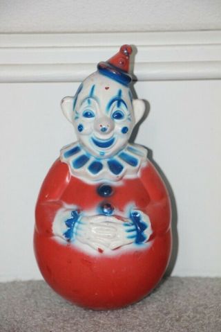 Vintage Plastic Circus Clown Rolly Polly Musical