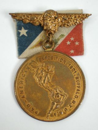 Vintage 1901 Pan - American Exposition Medal With Ribbon Buffalo,  Ny