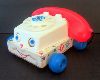 1950s VINTAGE FISHER PRICE CHATTER PHONE PULL TOY 2