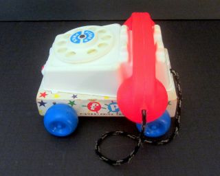 1950s VINTAGE FISHER PRICE CHATTER PHONE PULL TOY 3