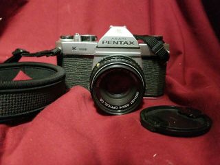 Vintage Asahi Pentax K1000 35mm Film Camera Smc Pantax - M 1:2 50mm Lens & Cap