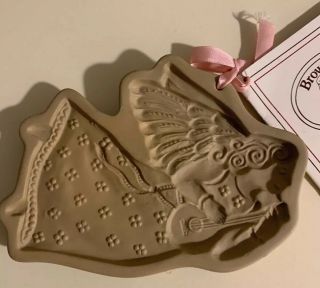 Angel Playing Guitar Harp Brown Bag Cookie Art Mold 1986 W/ Recipe Booklet