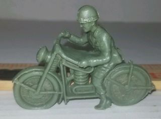 Vintage Motorcycle Trooper Wwii Green Plastic Army Man Harley Davidson Soldier