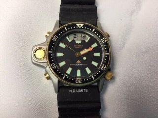 Citizen Promaster Aqualand Jp2004 Vintage Watch Two - Tone Diver 