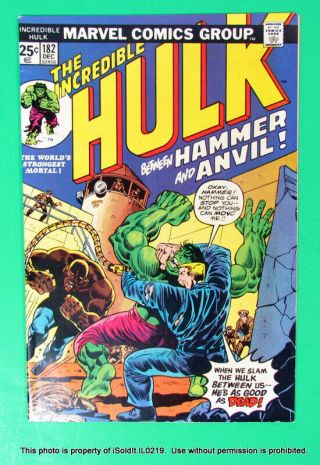 Marvel Comics The Incredible Hulk 182 Cameo Wolverine,  1st App Hammer & Anvil