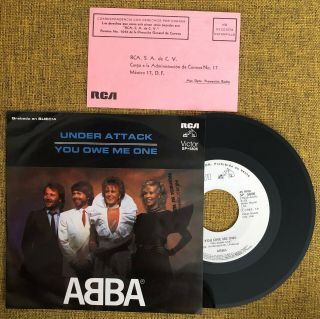 Abba - Under Attack / You Owe Me One - Rare Mexico Promo 45 Picture Sleeve