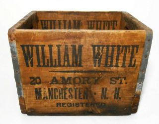 Rare Early 20th C Vint Wm White Manchester Nh Wood Beer Crate/bottle Divider/tin