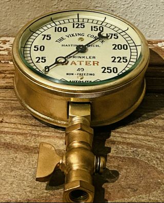 Dated 1954: Large Vintage Brass Pressure Gauge,  Motometer,  Antique,  Steampunk