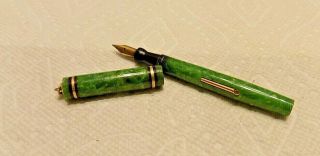 Vintage Mabie Todd Swan 172/50 Self Filler Fountain Pen Green Marble 14k Nib