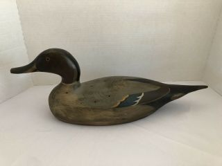 Tom Taber Wood Carved Duck Decoy Signed 19” Length