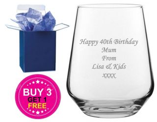 Personalised Engraved Whiskey Tumbler Glass Birthday Gift 18th 21st 30th 40th