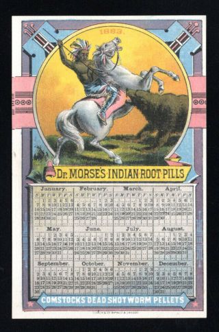 1883 Calendar Trade Card - Dr Morse 