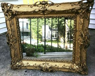 Antique Rococo Gold Gilt Gilded Mirror Large Hollywood Regency Double Frame