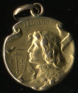 Vintage Rare French Gold Plated St Joan Of Arc Medal Signed Becker