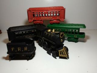 Vintage Cast Iron Toy Train Set.  Pennsylvania Railroad Collectible
