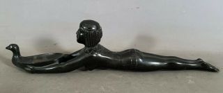 Antique Art Deco Statue Bronzed Nude Lady Old Egyptian Revival Incense Burner
