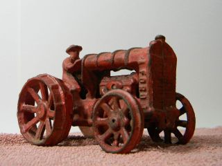 Vintage Hubley Cast Iron Red Ford Tractor Paint